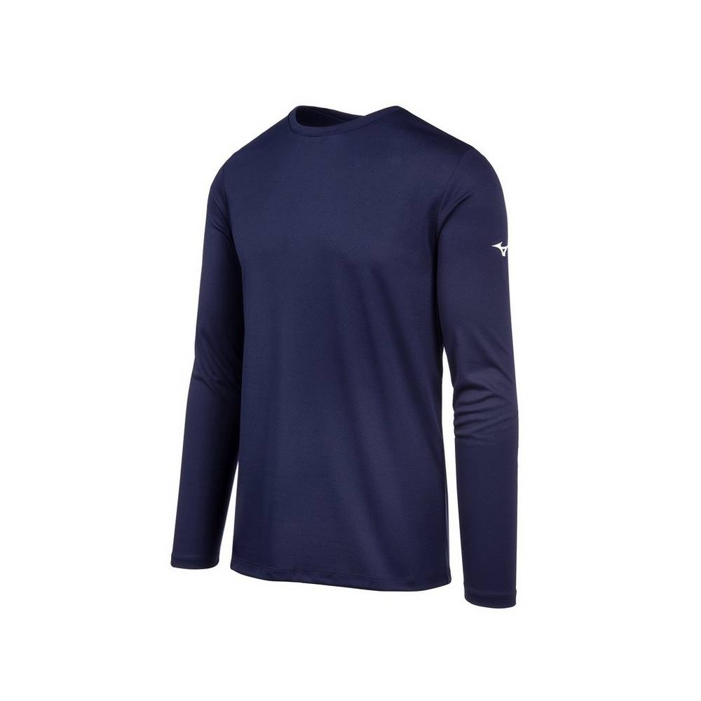 Mizuno Long Sleeve - Erkek Tişört - Lacivert Türkiye (TVGXHS-137)